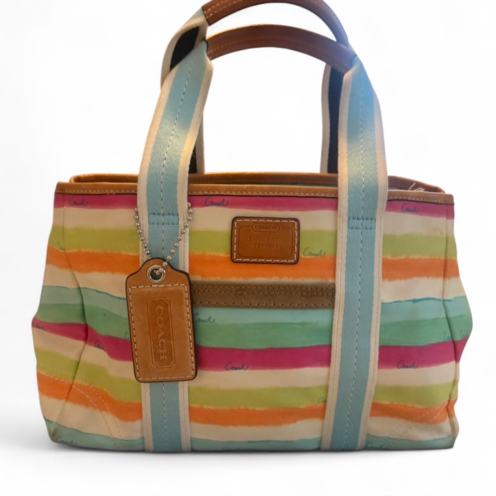 Coach Hampton Striped Watercolor Tote/Handbag Y2K
